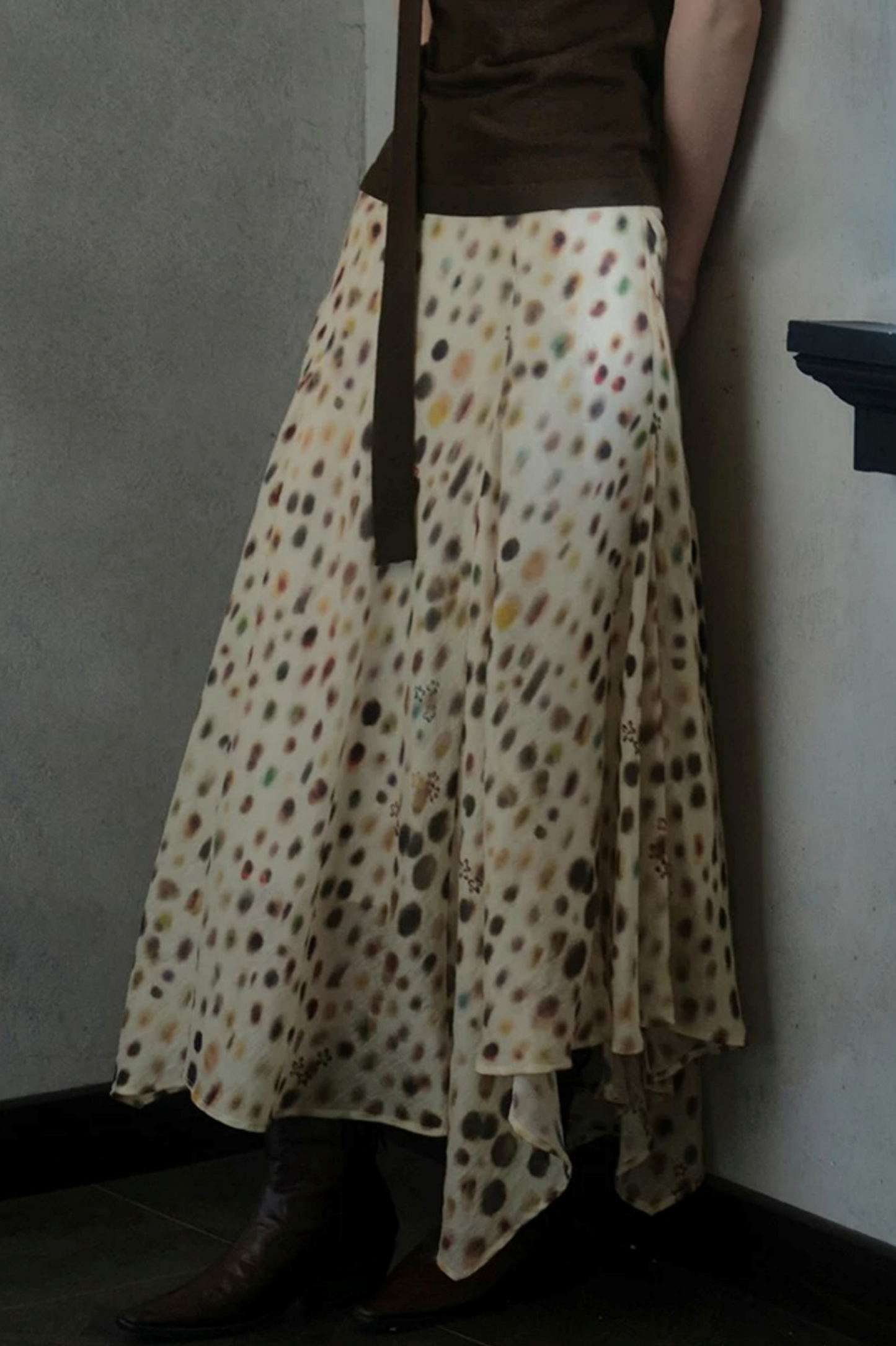 Artistic Polka Dot Asymmetrical Skirt