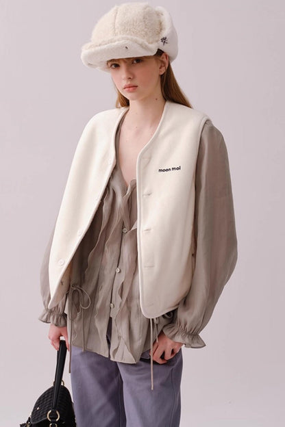 Lyocell Ruffled V-Neck Shirt