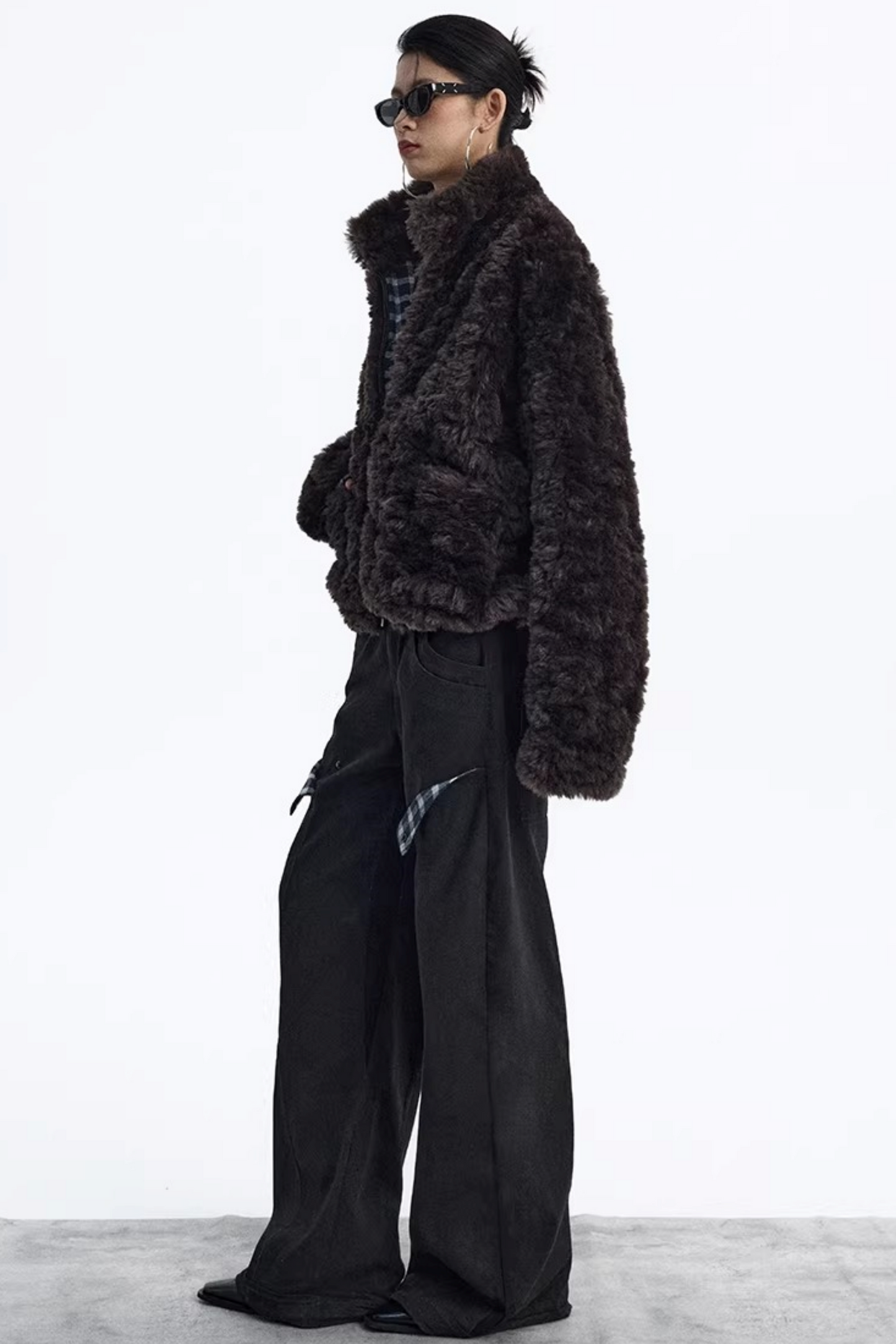 Dekonstruktierte Matte Schwarze Karohose