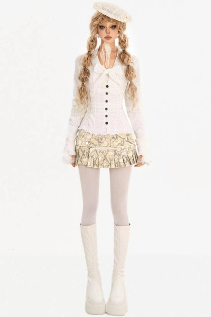 Bow Polka Dot Long-Sleeved Top