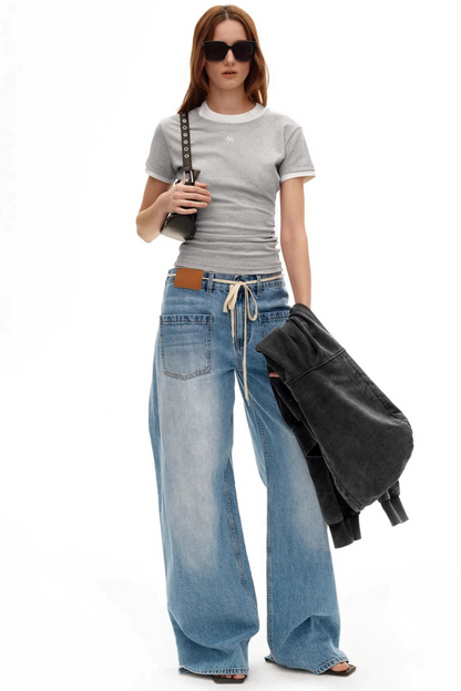 Color-Block Ruched Slim Tee