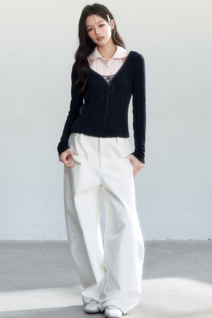 Korean-Style Decorative Shirt Collar