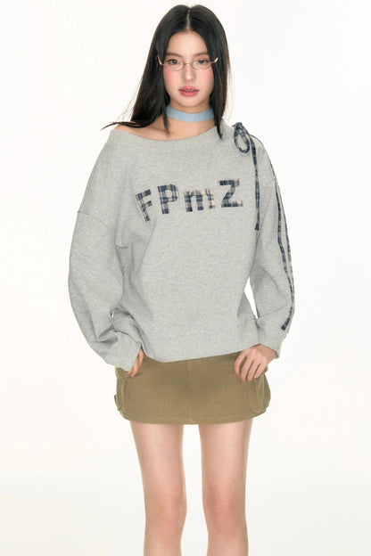 One-Line Letter Patch Sweatshirt