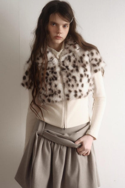 Misty Gray Pleated A-Line Skirt