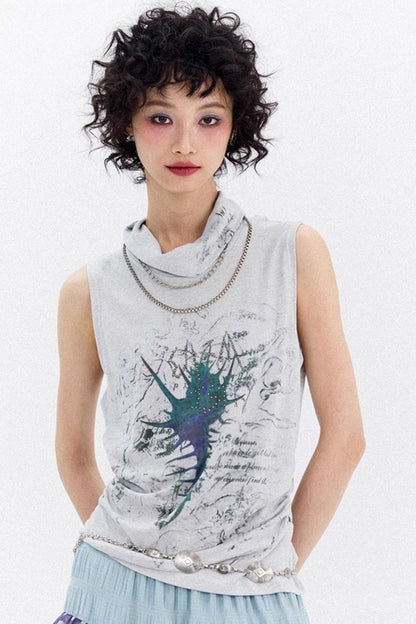 Asymmetrical Pleated Tank Top