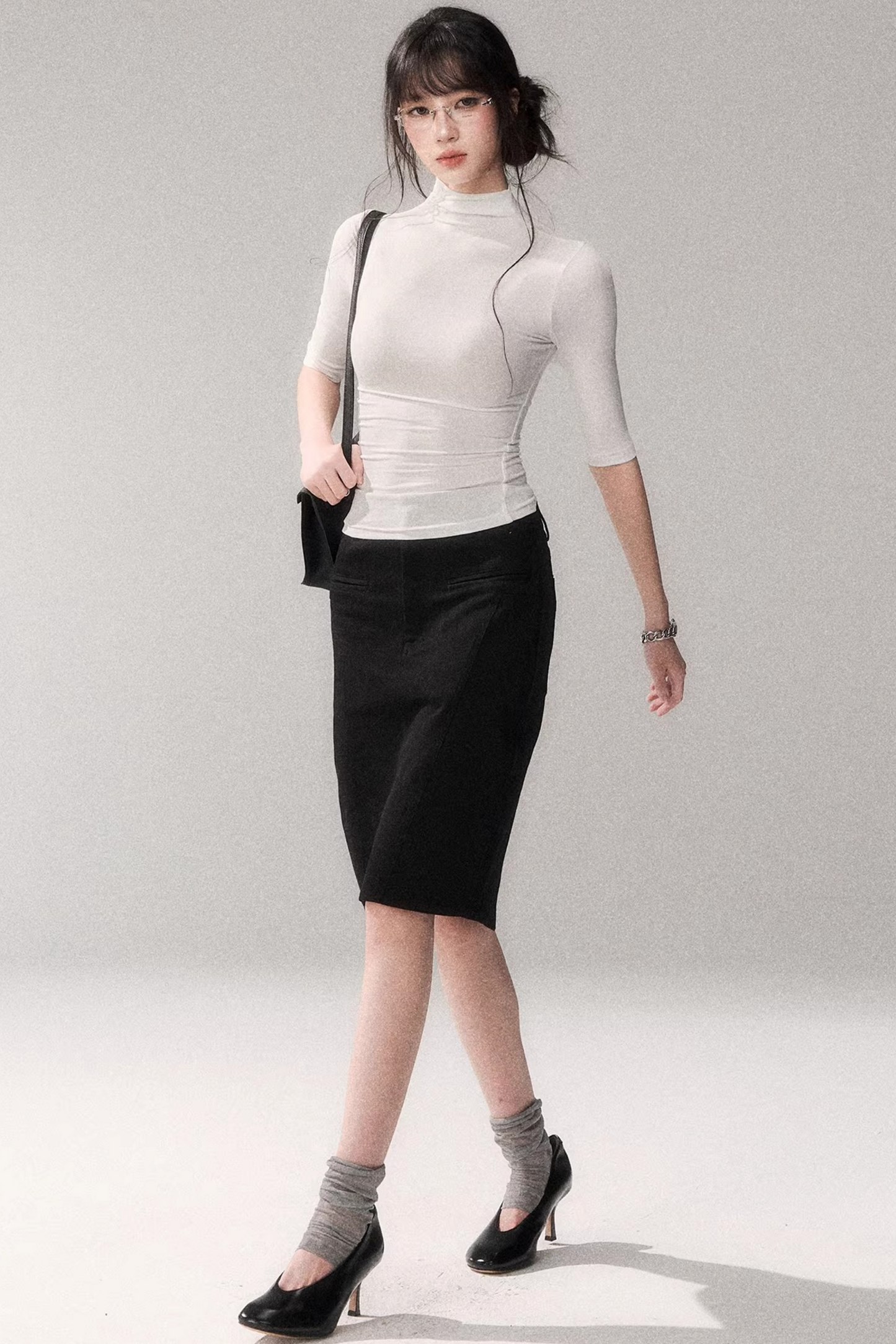 Retro Mid-Sleeve Slim Top