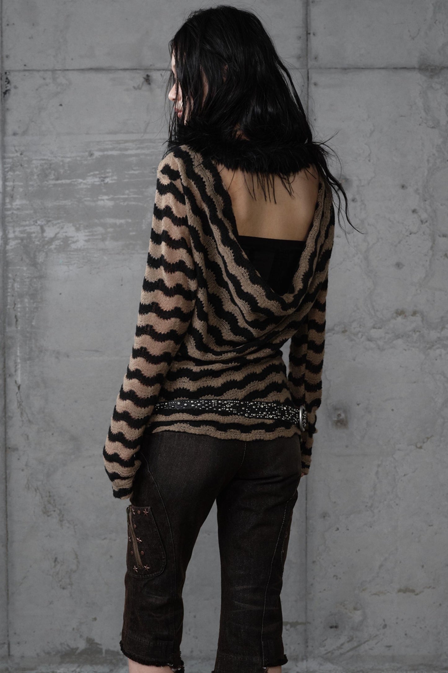 Bandeau Fake Two-Piece Striped Knit Top Set