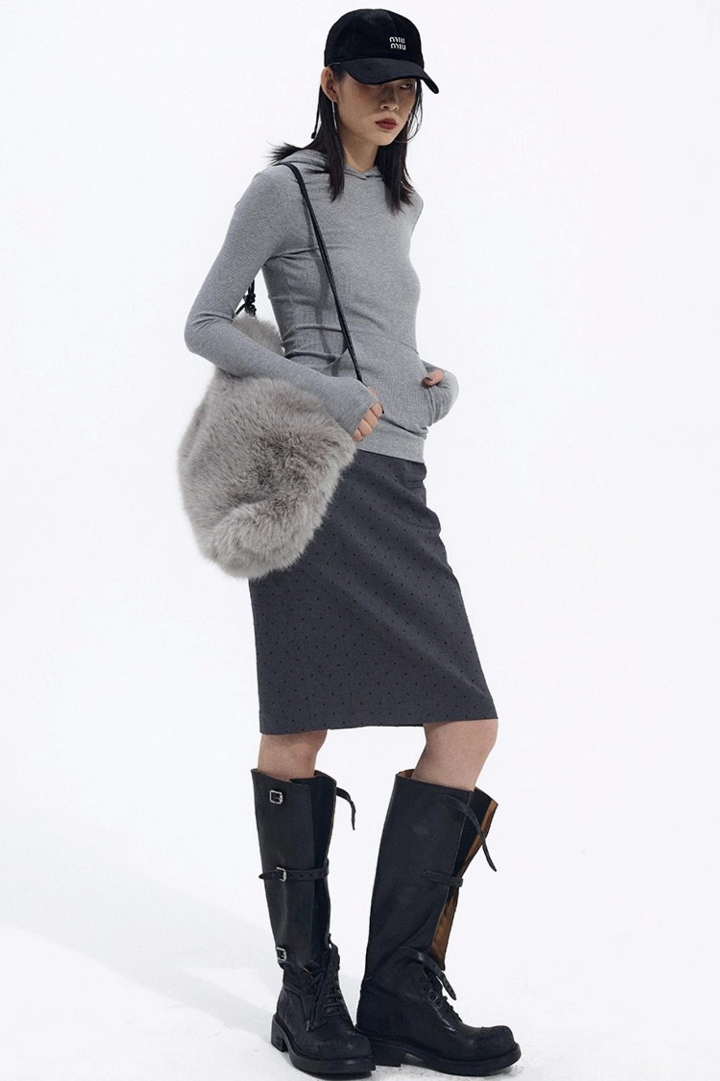 Gray Hooded Winter Sweater