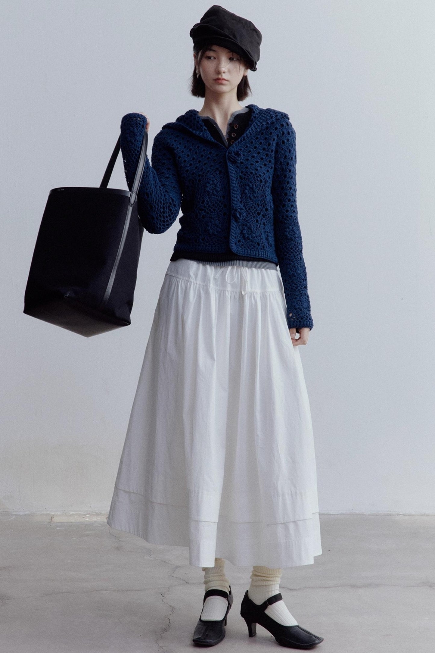 Pure Cotton Layered Shirring Skirt