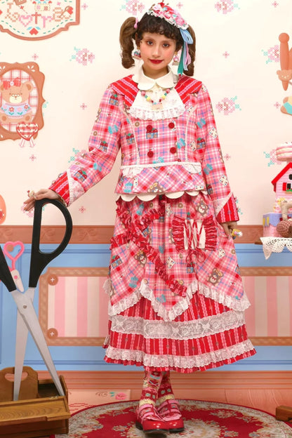 Plaid Lace Blazer & Skirt Set-Up