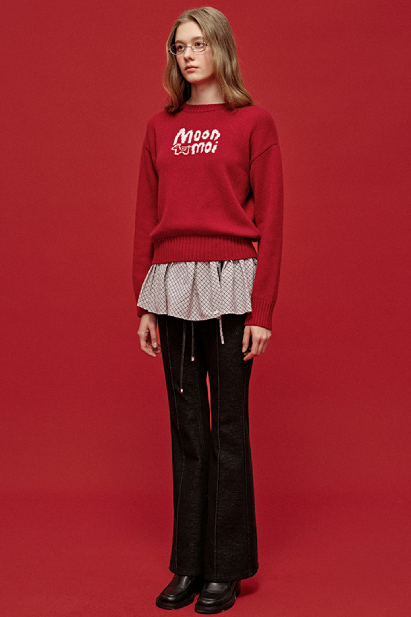 Embroidered Wool Denim Pants