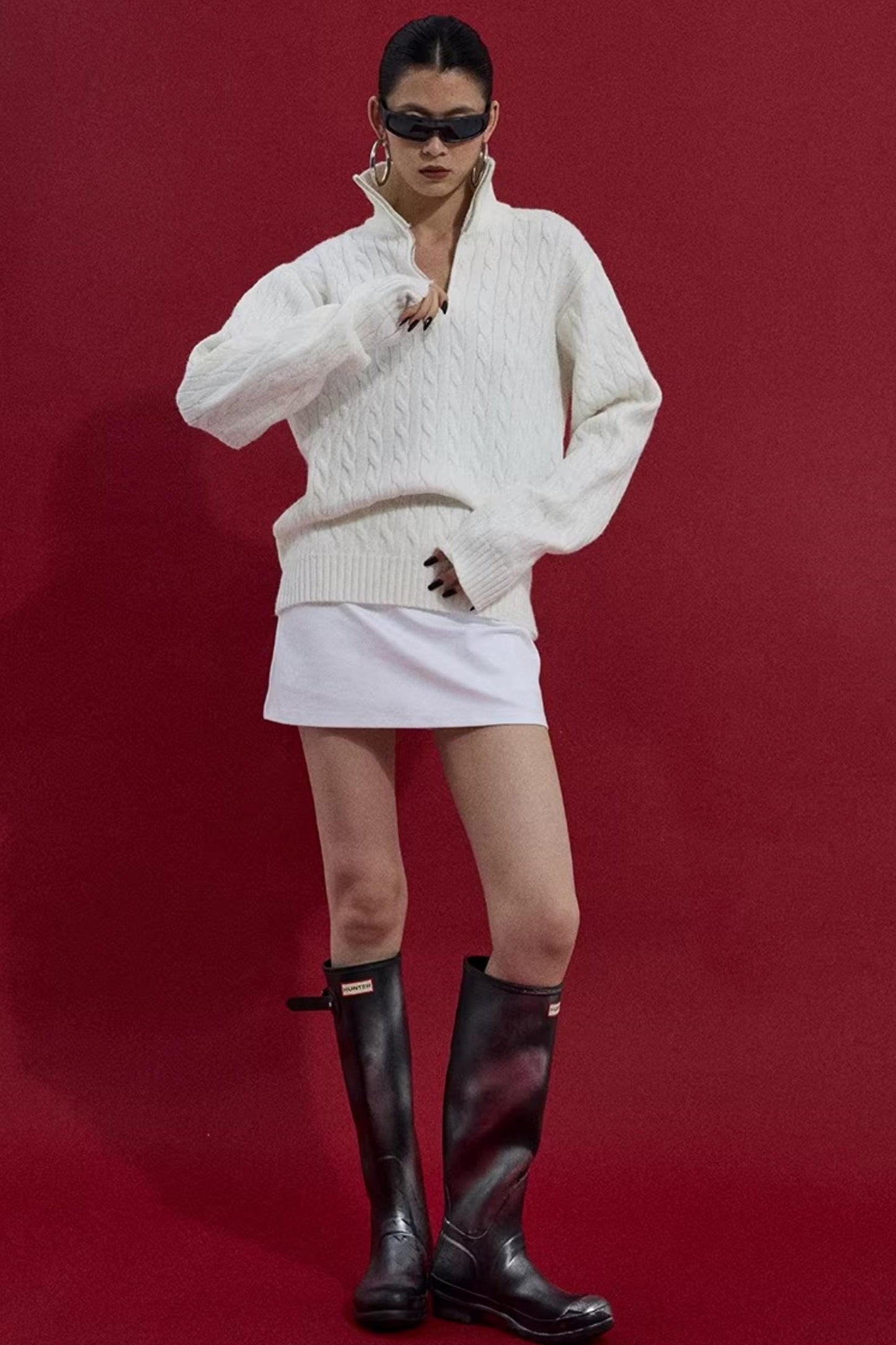 Three-Dimensional Cable Knit Sweater