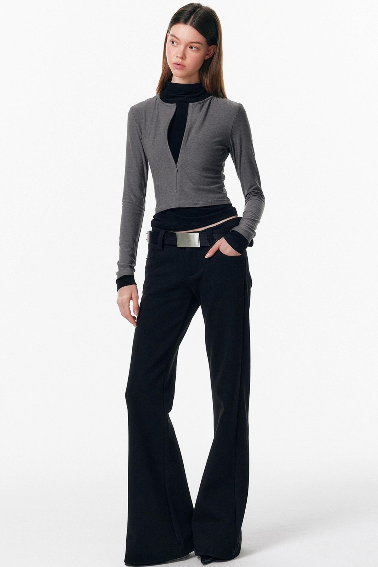 Velvet-Feel Color-Blocked Top