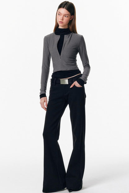 Velvet-Feel Color-Blocked Top