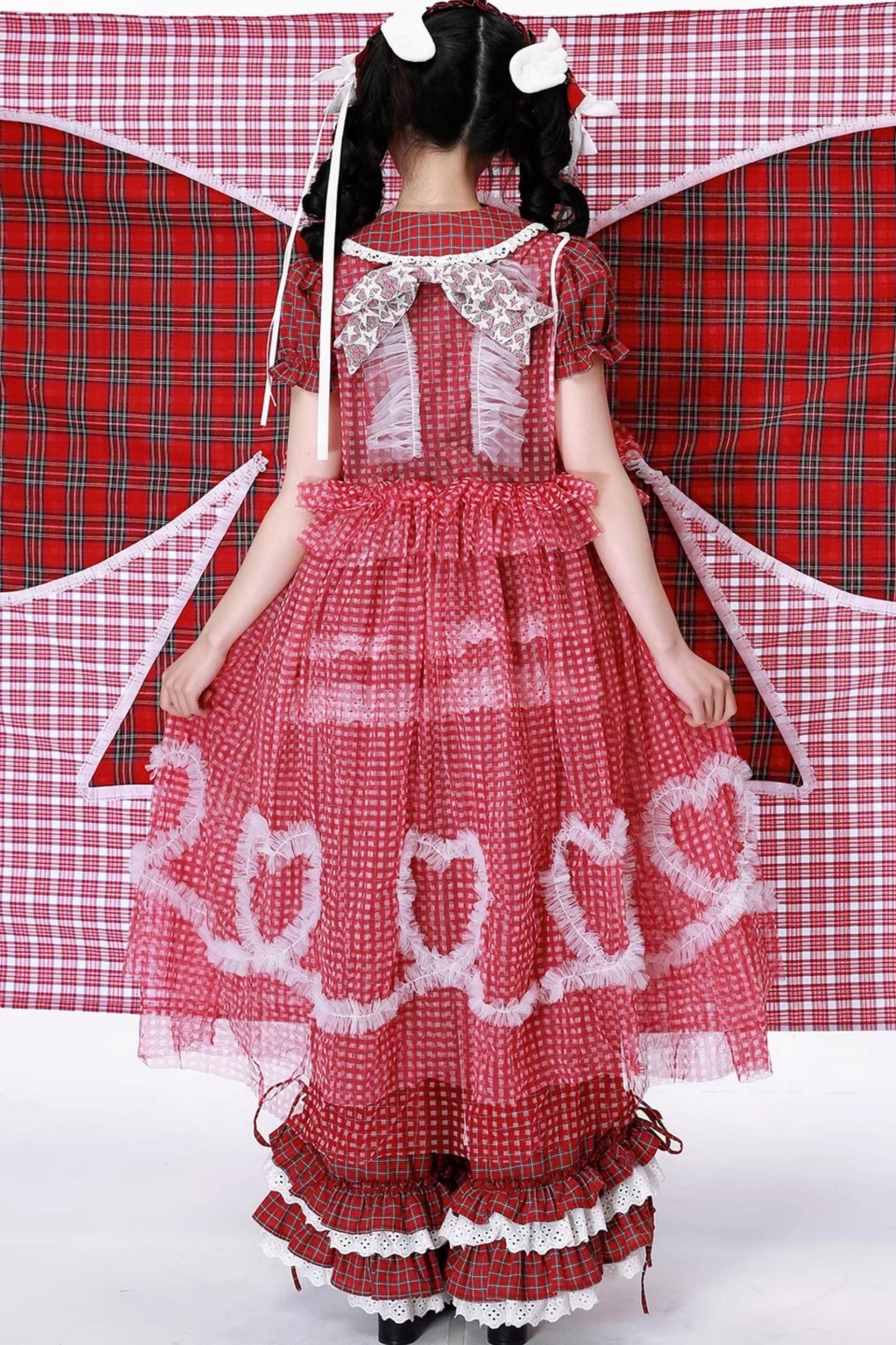 Retro Plaid Mesh Dress