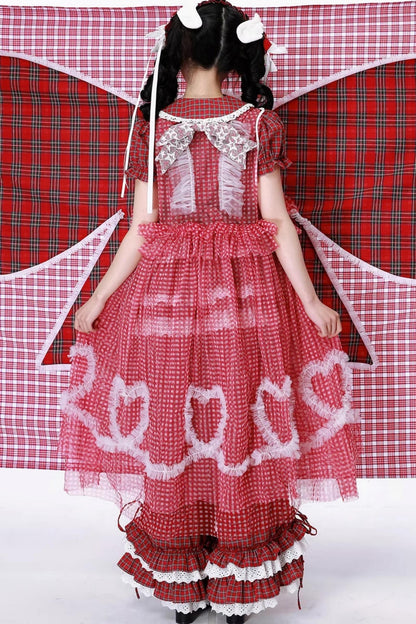 Retro Plaid Mesh Dress