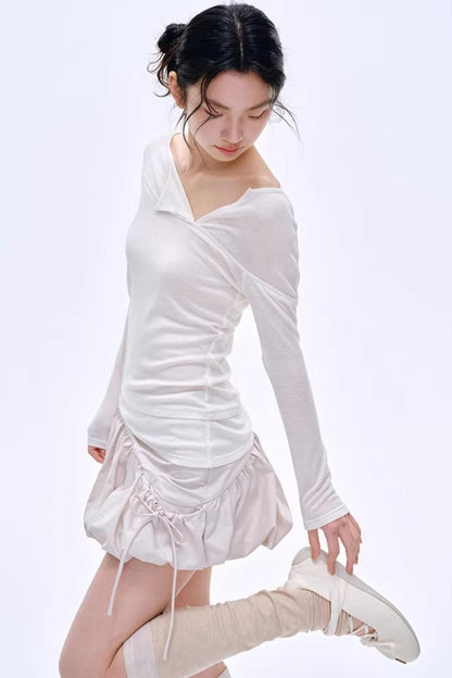 Asymmetrical Wool Blend Blouse