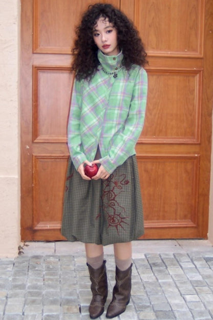 Brushed Plaid Lapel Shirt