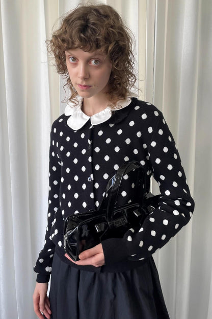 Polka Dot Doll Collar Knitted Cardigan