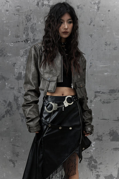 Vintage Distressed Punk Leather Jacket