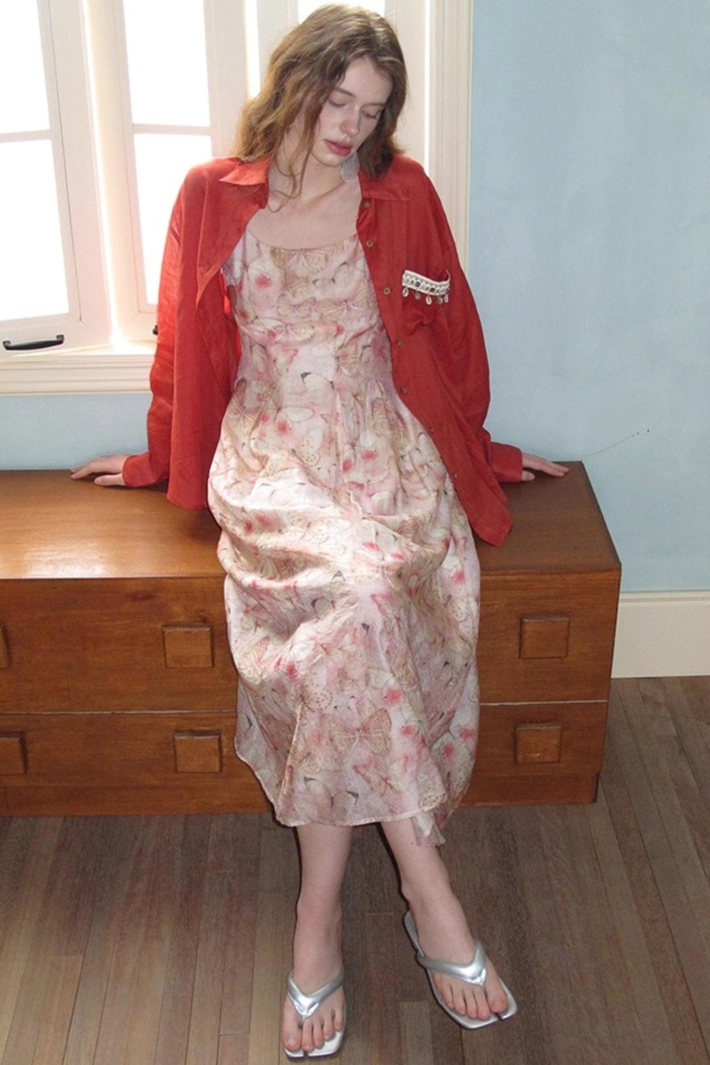 Slim Butterfly Sheer French Dress