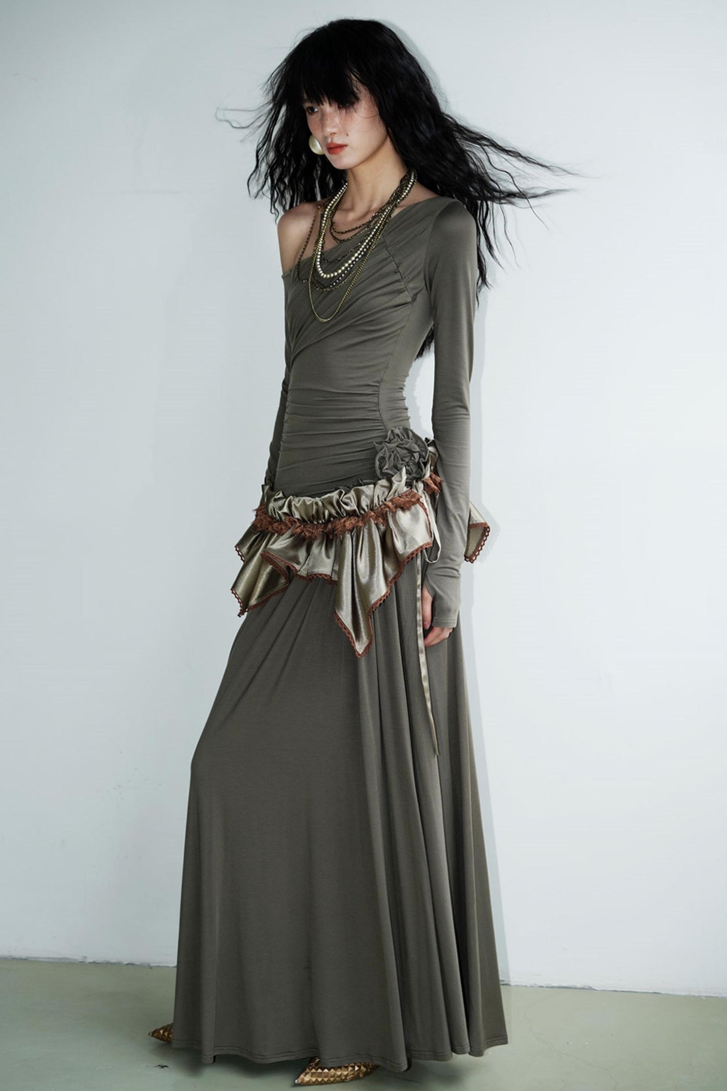 Shimmering Satin Short Skirt Curtain