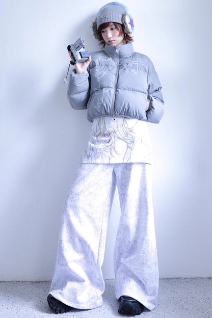 Dreamcore Blue Gray Reversible Padded Jacket