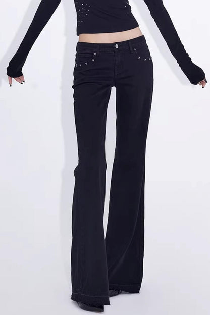 Black Rivet Flared Jeans