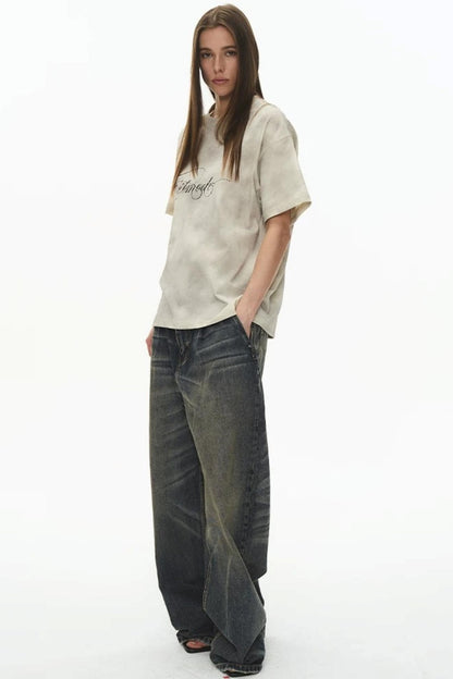 Retro Loose Cotton Spray-Painted T-Shirt