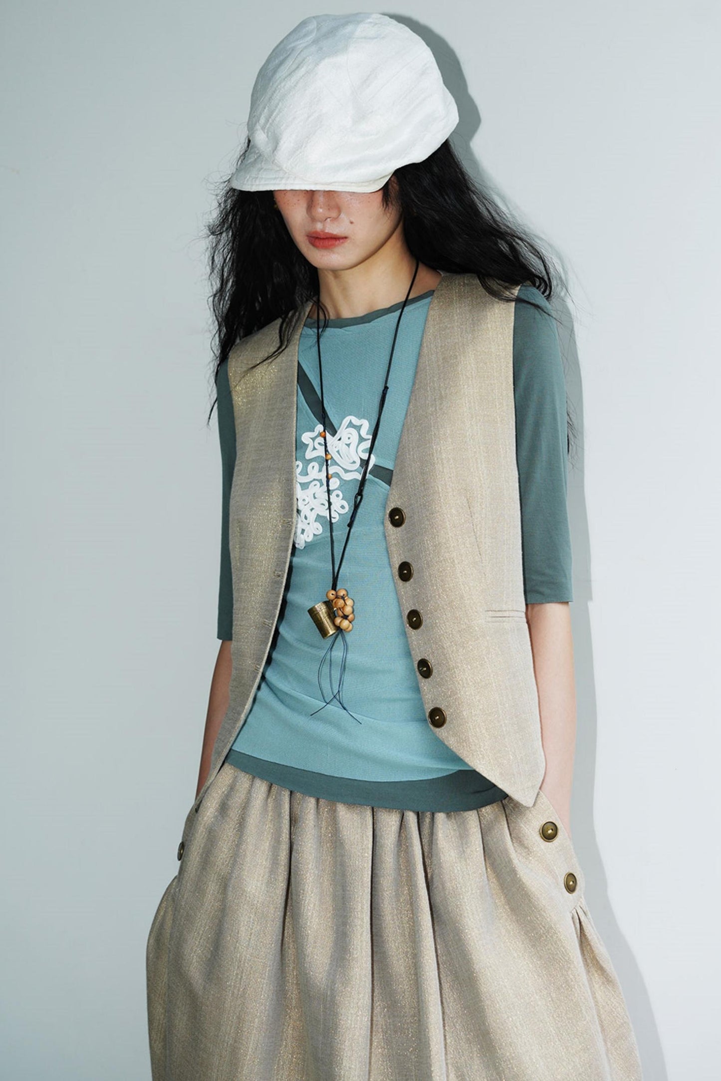 Jacquard Color-Blocked Slim-Fit Top