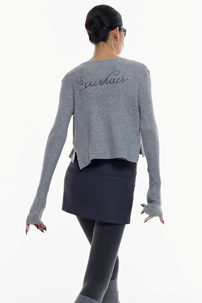 Gray Wool Blend Cardigan