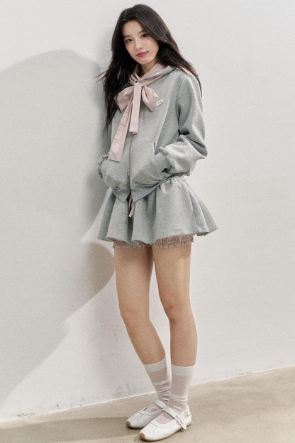 Comfort Bow Skirt Sweatshirt Set-Up