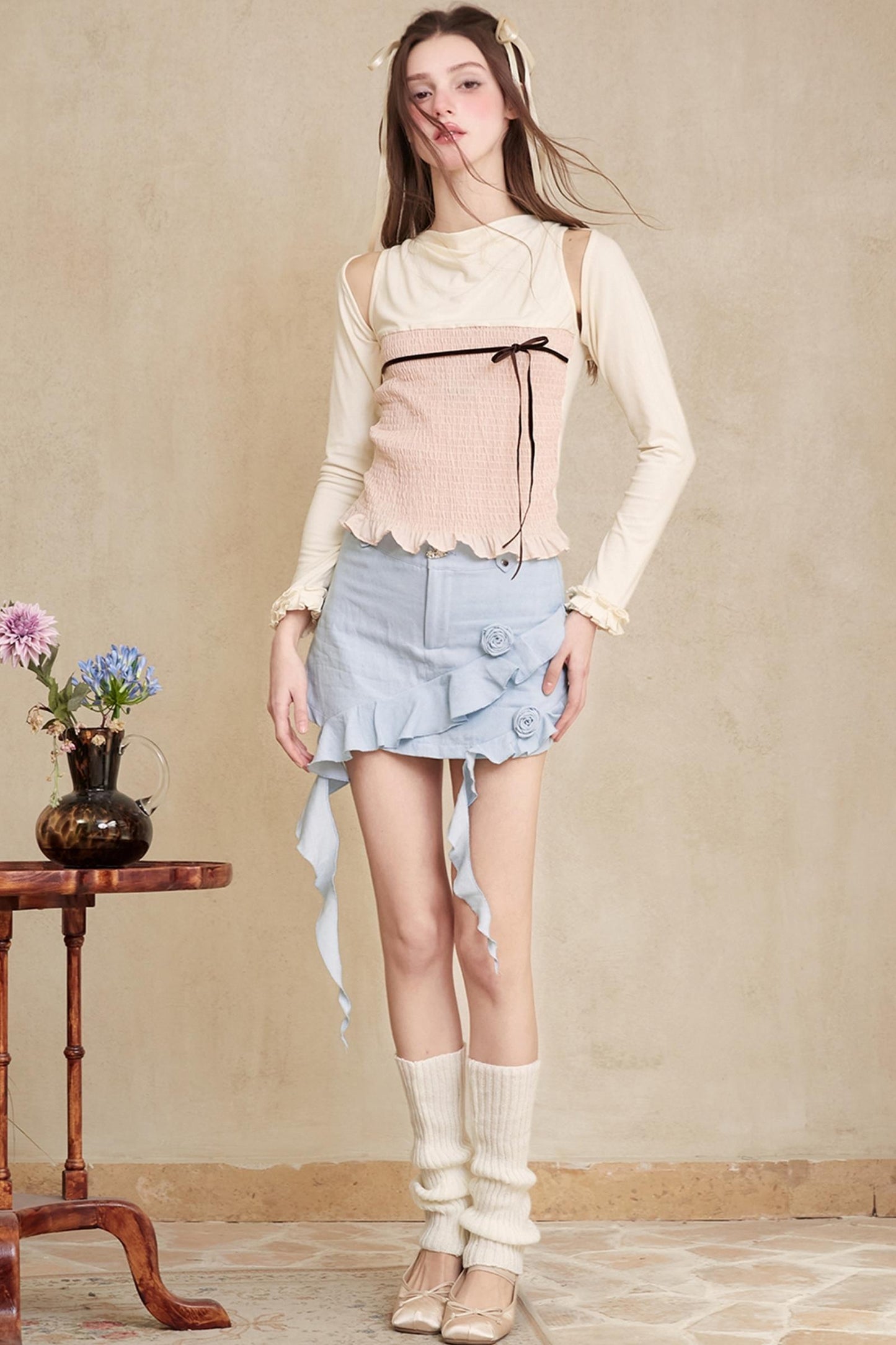 Stylish Apricot Ballet Top Set