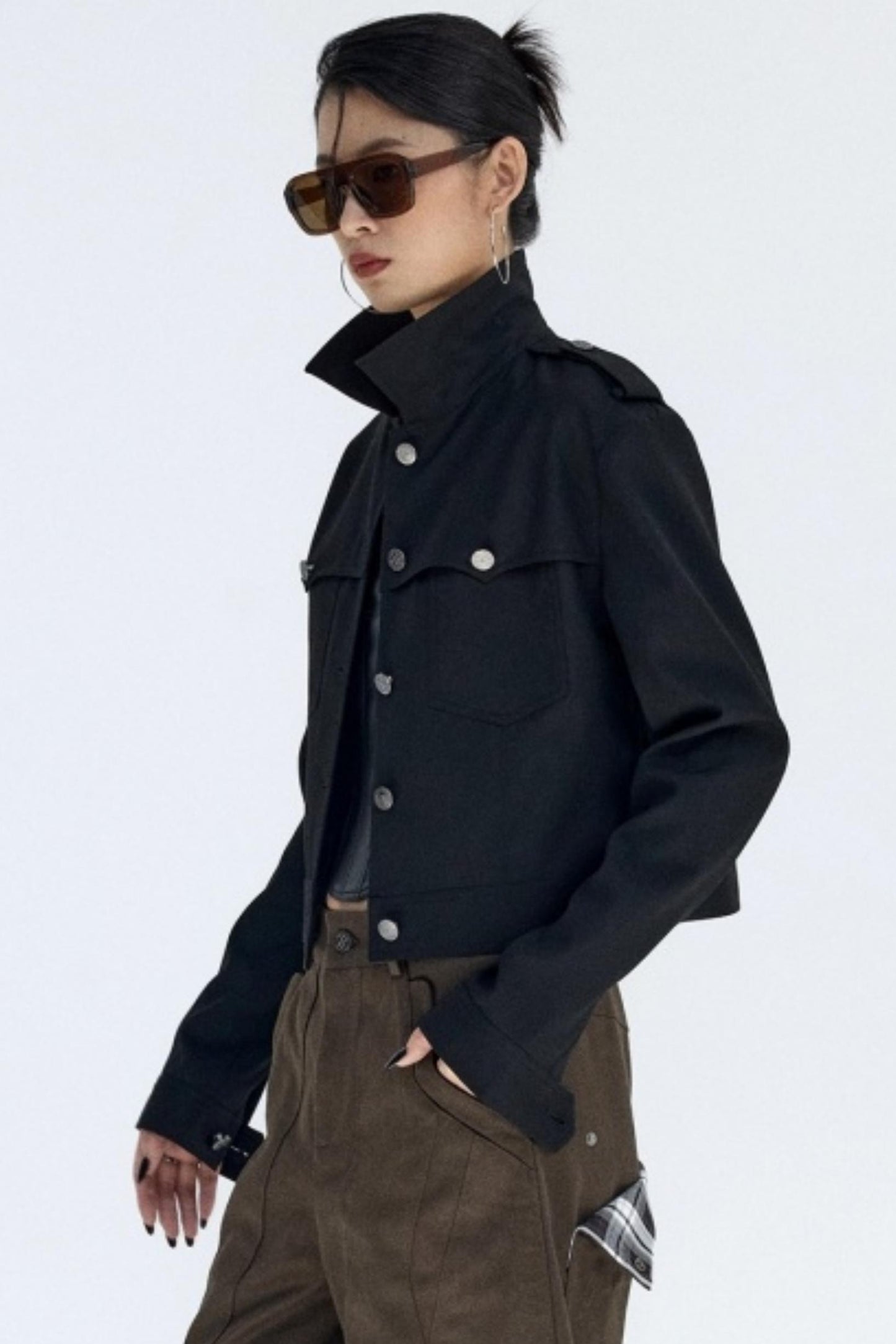 Black Fleece-Lined Workwear Jacket