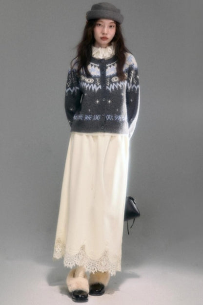 Snowflake Jacquard Cardigan Set-Up