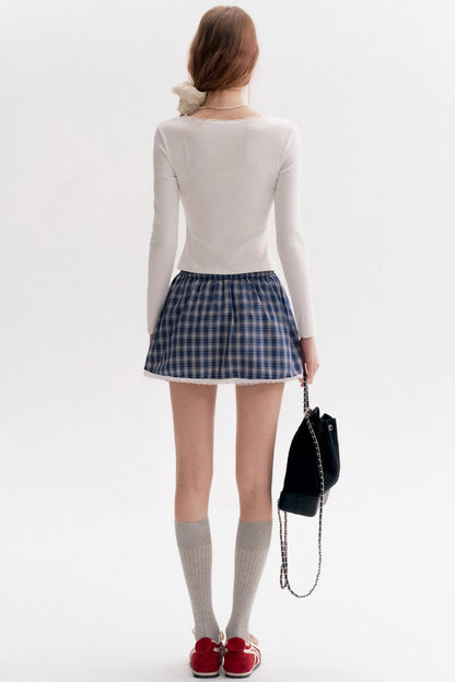 Romantic French V-Neck Knit T-Shirt