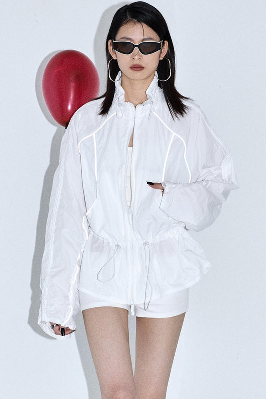 Reflective Stripe Drawstring Jacket