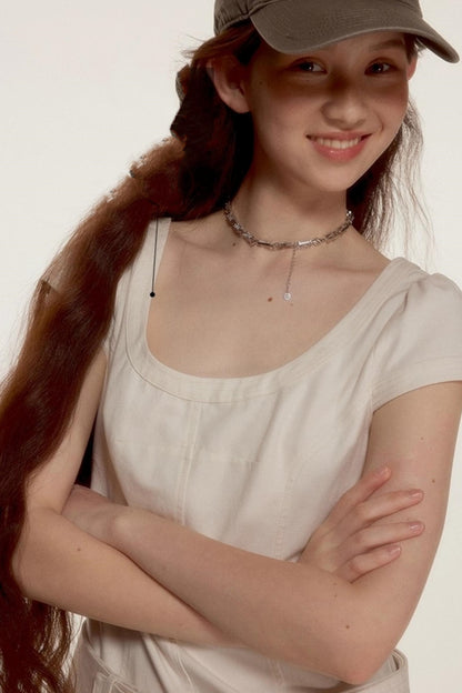 Raw Quilted Denim Dress