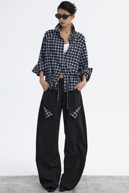 Deconstructed Matte Black Cargo Pants