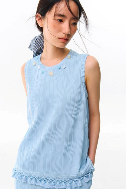 Blues Beach Fringed Vest Set-Up