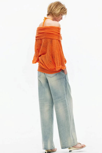 One-Shoulder Oversized Knit Blouse