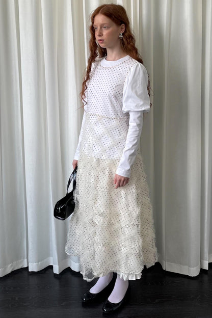 Puff Sleeve Crew Neck Long-Sleeved Top