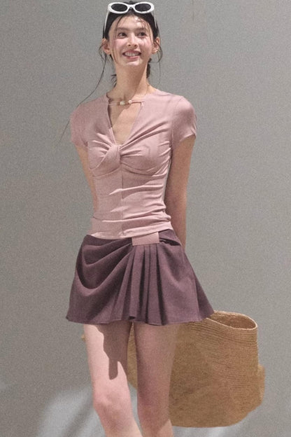 V-Neck Beaded T-Shirt