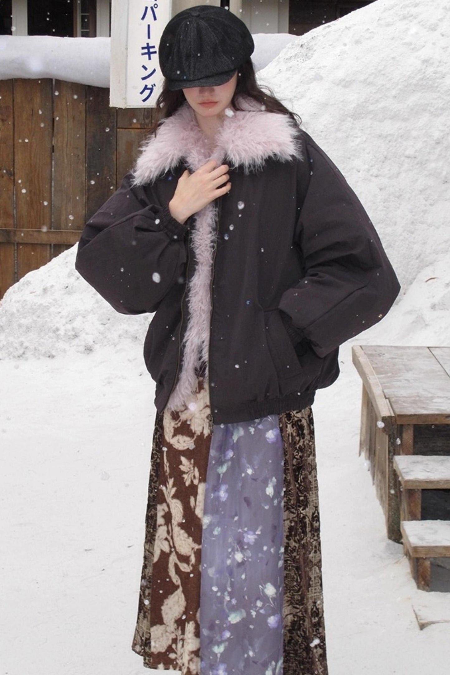 Retro Jacquard Taro Purple Skirt