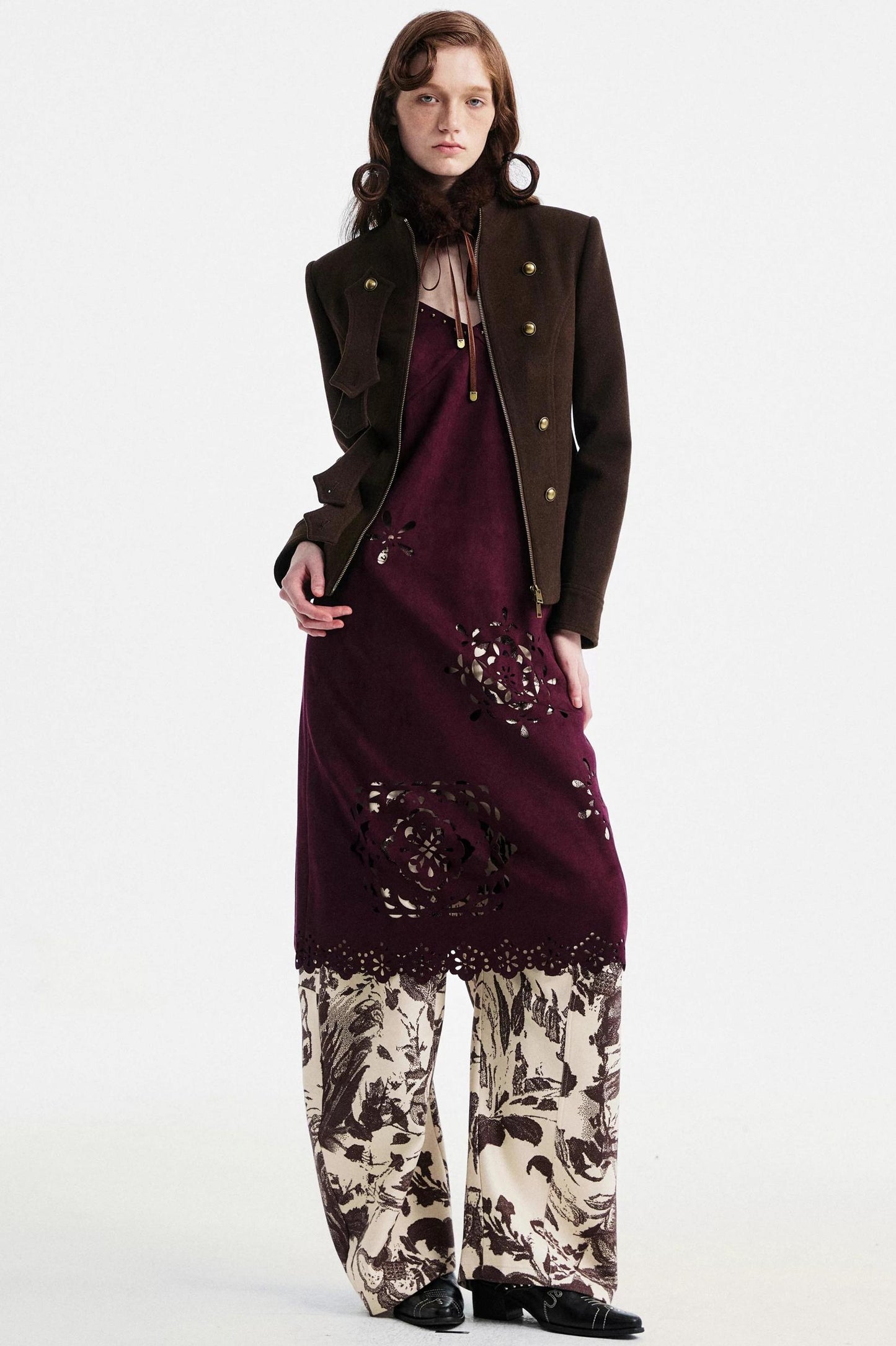 Two-Tone Lace Suede Dress