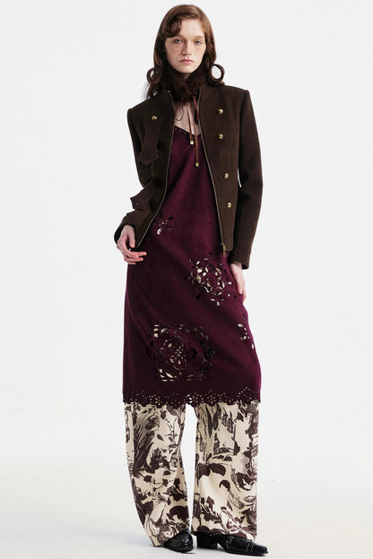 Two-Tone Lace Suede Dress