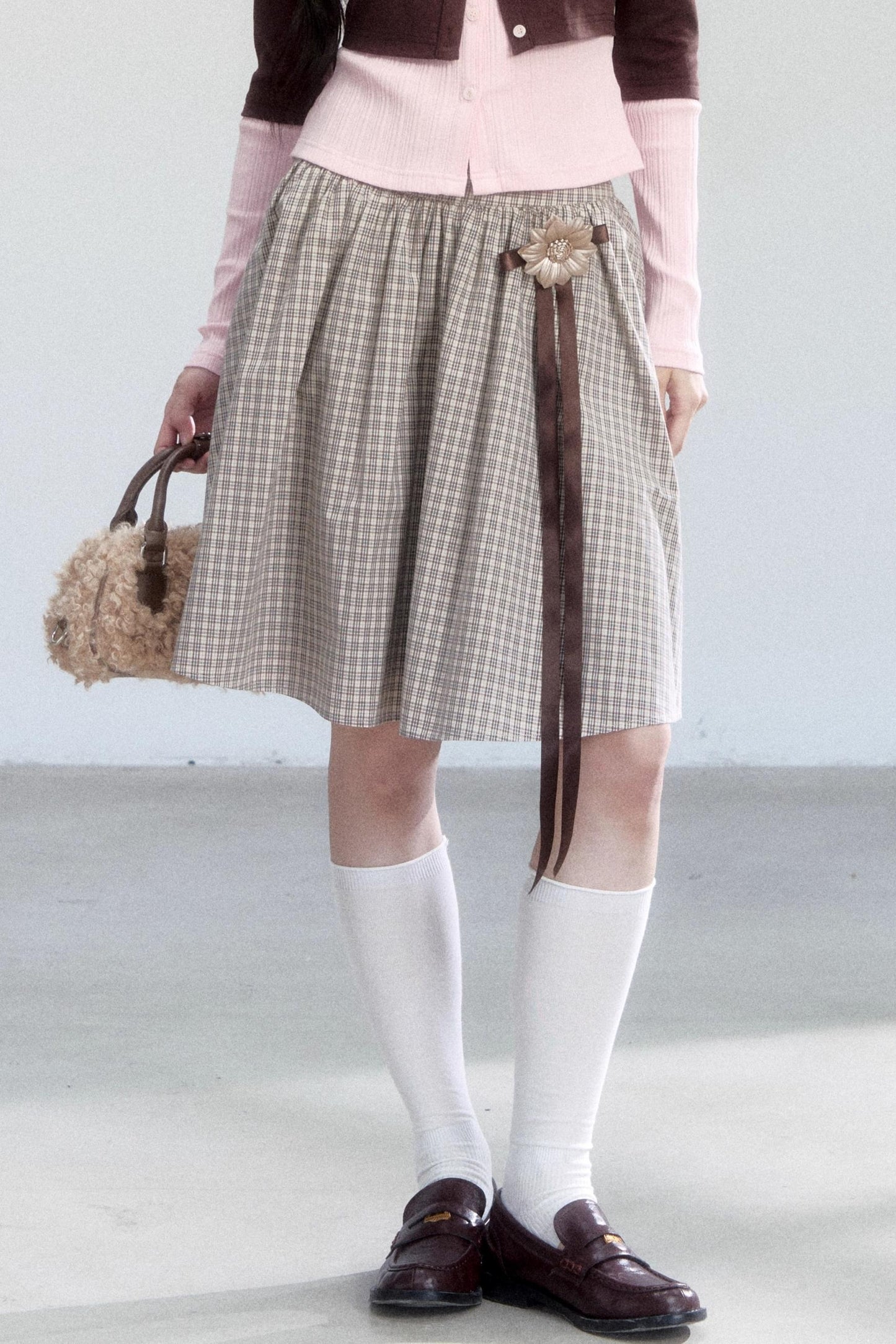 Flower Lace-Up Midi Skirt