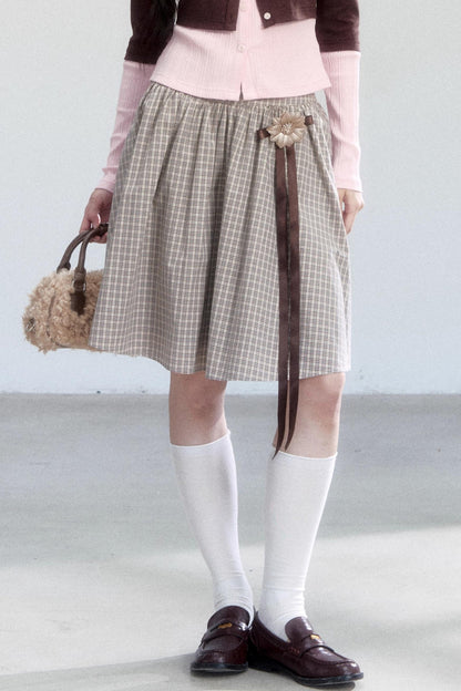 Flower Lace-Up Midi Skirt