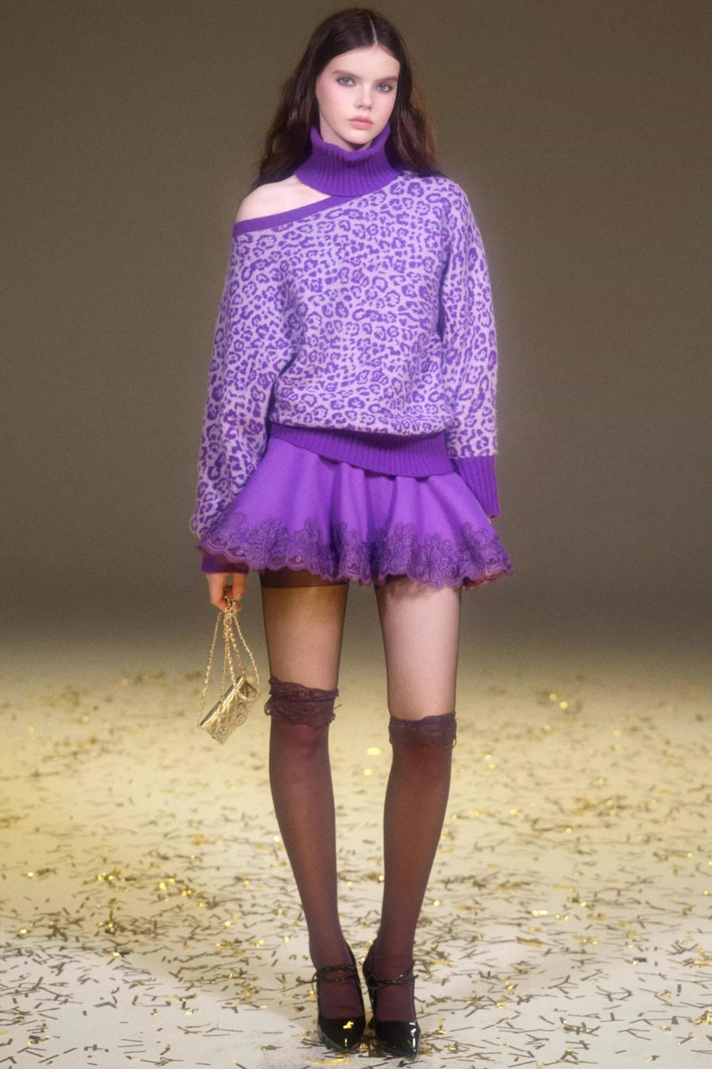 Retro Purple Leopard Sweater Set-Up