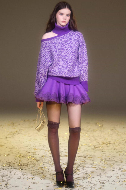 Retro Purple Leopard Sweater Set-Up